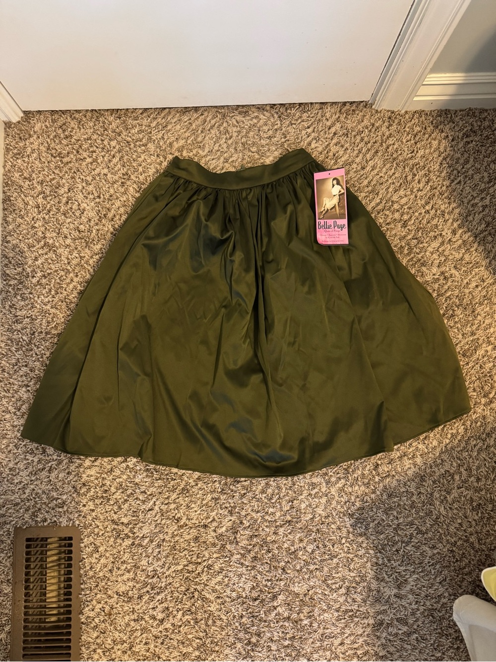 Bettie Page Olive Full Circle Skirt